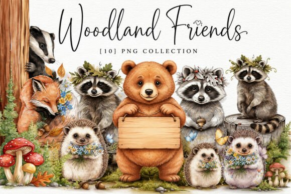 Download Cute Forest Animals Clipart Png Set - Forest animal Collection