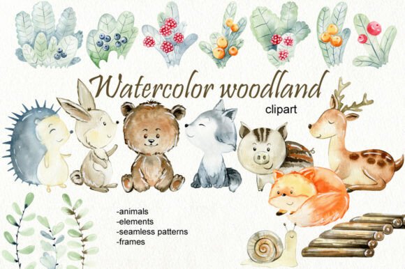 Download Watercolor Forest Animals Clipart. - Forest animal Collection