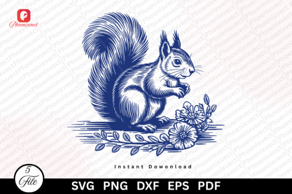 Download Hand Drawn Woodland Floral Squirrel SVG - Drawn Collection