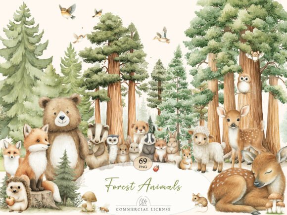 Download Forest Animals Watercolor Set - Forest animal Collection