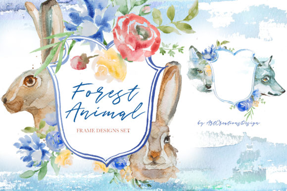 Download Watercolor Forest Animals Frame Designs - Forest animal Collection