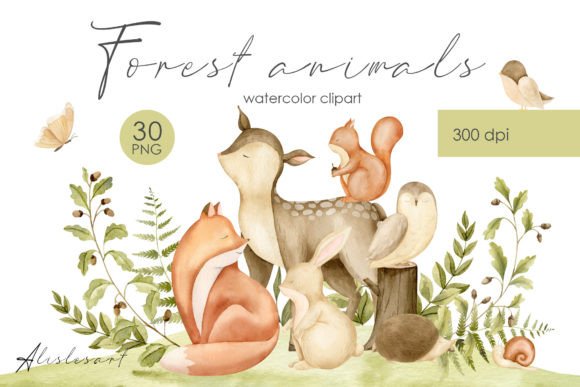 Download Watercolor Forest Animals | Baby Clipart - Forest animal Collection