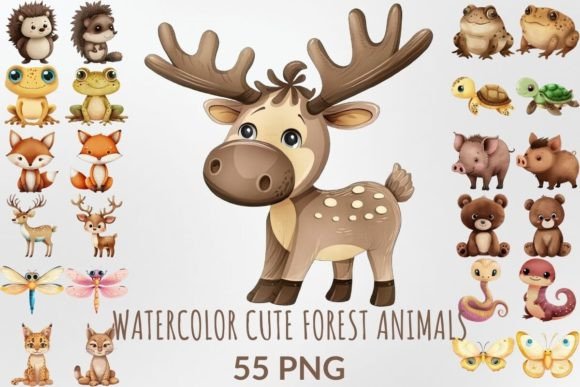 Download Watercolor Cute Forest Animals for Kids - Forest animal Collection