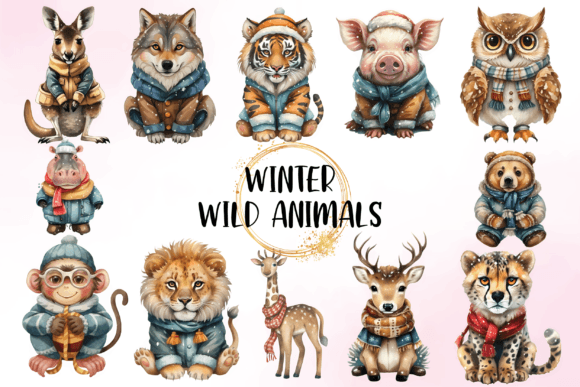 Download Watercolor Cute Winter Animals Clipart - Premium Bundle