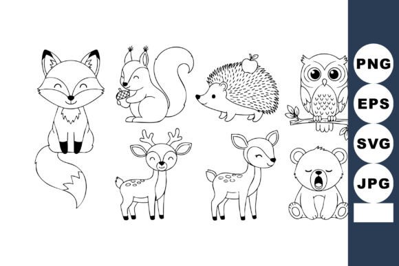 Download Cute Forest Animals Line Art Set Includi - Forest animal Collection