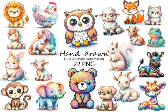 Download Hand-drawn Cute Animals Sublimation - Drawn Collection