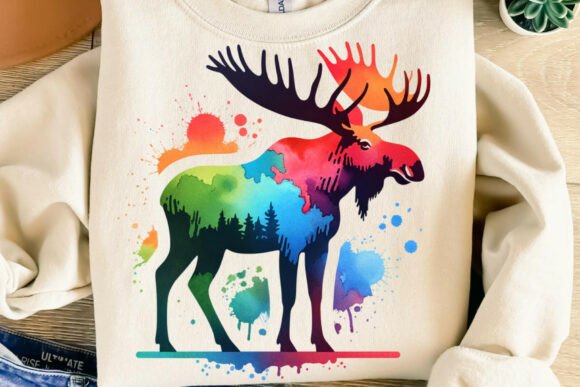 Download Colorful Moose Forest Animal Png - Forest animal Collection