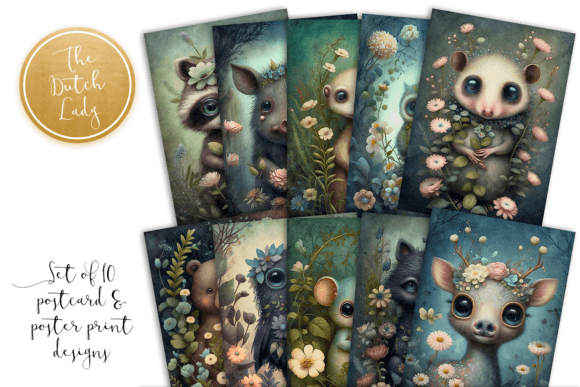 Download Cute Forest Animals Postcard Print Set 2 - Forest animal Collection