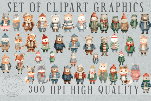 Download Set of 38 Watercolor Winter Animals - Premium Bundle