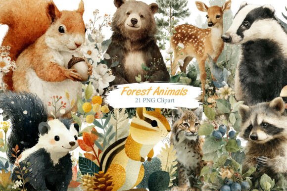 Download Watercolor Forest Animals Clipart - Forest animal Collection