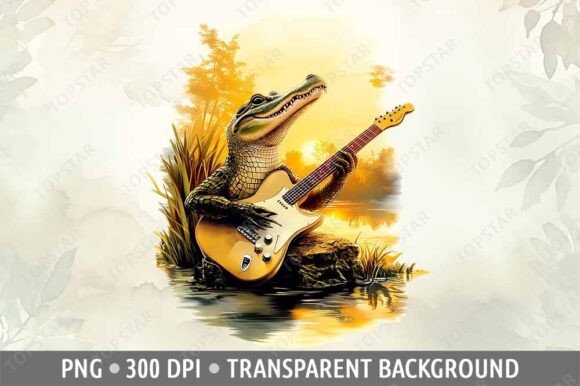 Download Crocodile with Guitar Alligator Picture - Premium Bundle