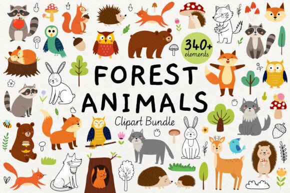 Download Cute Forest Animals Clipart Big Collecti - Forest animal Collection