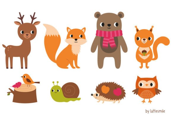 Download Cute Forest Animals Set, 8 PNG Images - Forest animal Collection
