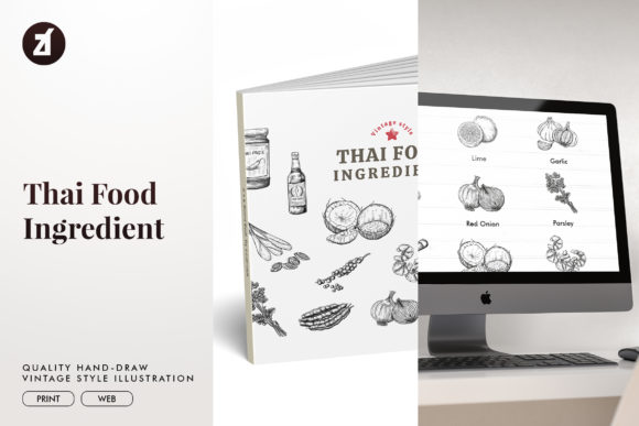 Download Thai Food Ingredient Vintage Hand-drawn - Drawn Collection