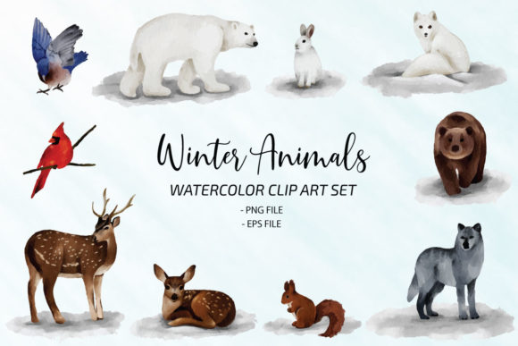 Download Winter Animals Watercolor Clipart PNG - Winter animals Collection