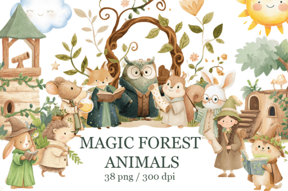 Download Magic Forest Animals Watercolor - Forest animal Collection