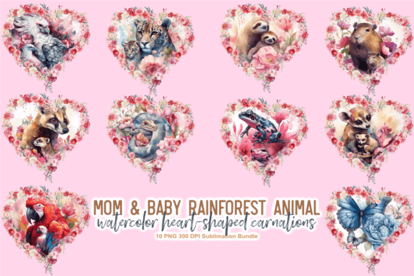 Download Mom &amp; Baby Rainforest Animal Wreath PNG - Forest animal Collection
