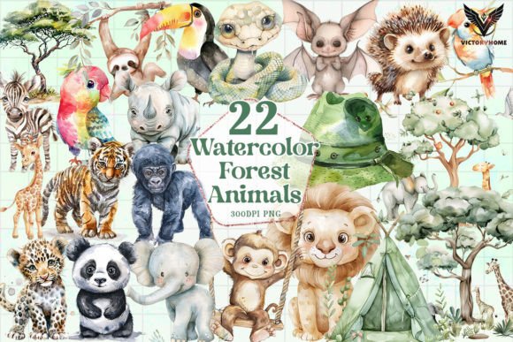 Download Watercolor Forest Animals Clipart PNG - Forest animal Collection
