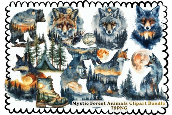 Download Mystic Forest Animals Clipart Bundle PNG - Forest animal Collection