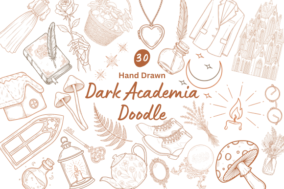 Download 30 Dark Academia Hand Drawn Doodles - Drawn Collection