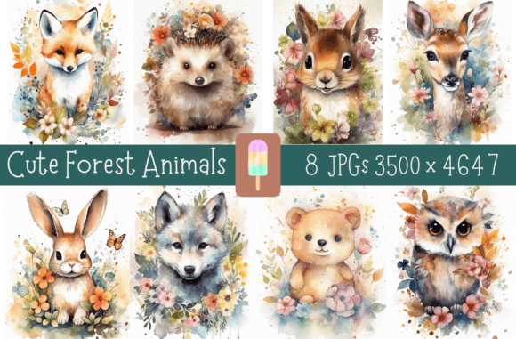 Download Cute Forest Animals Pints Nursery Art - Forest animal Collection
